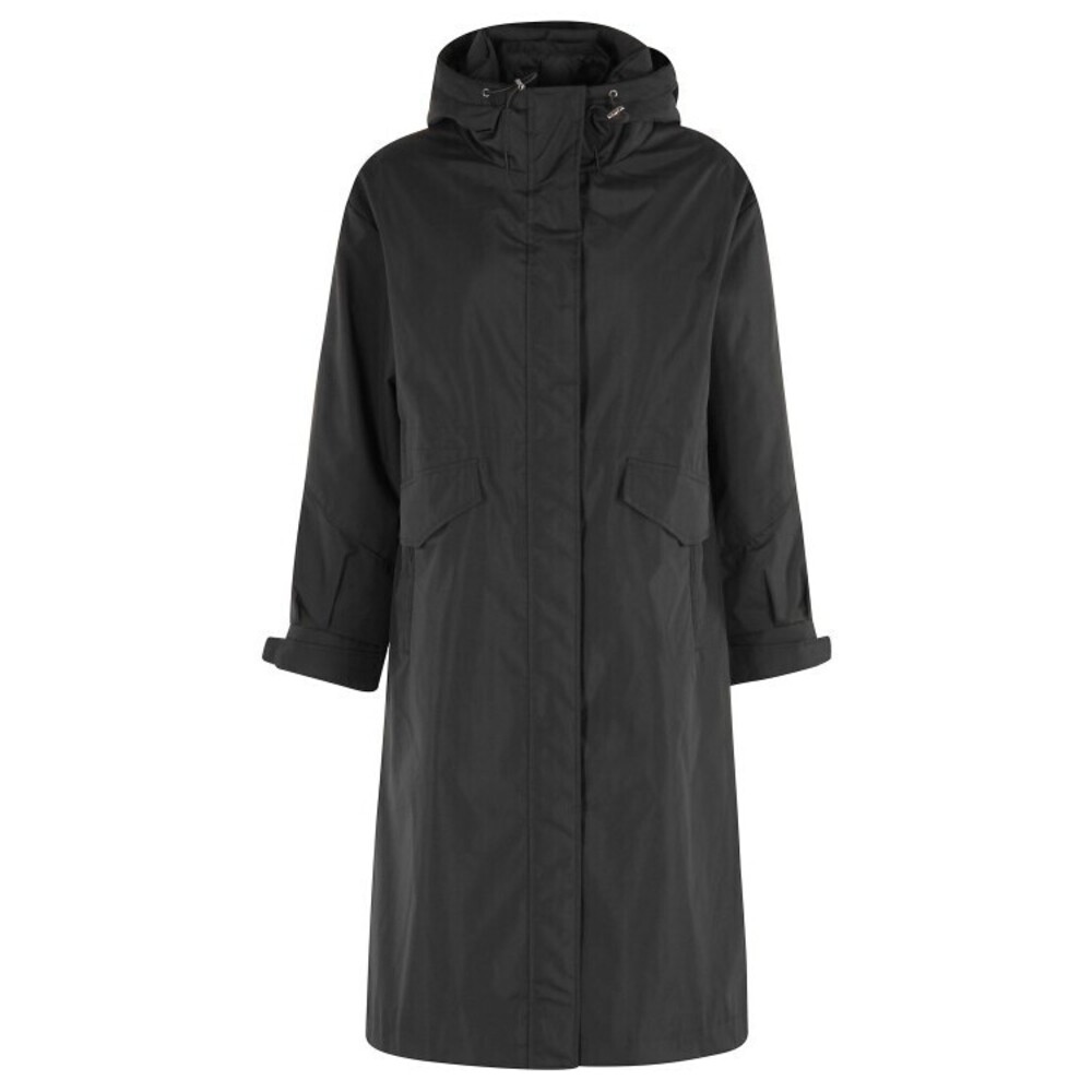 Seventy Minimalist Long Black Jacket With Hood - NWT